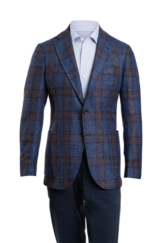 Sartorio Double Windowpane Virgin Wool-Silk-Linen Sport Jacket
