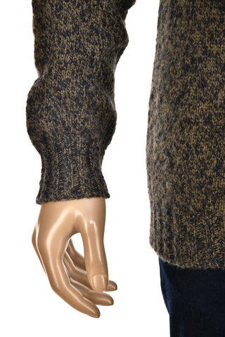Fedeli Wool-Cashmere Marled Turtleneck Knit Quarter Button Up Sweater