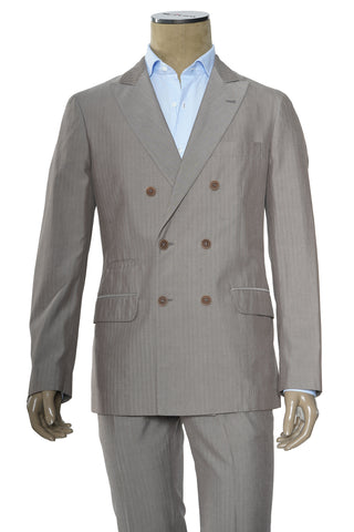 Brunello Cucinelli Double-Breasted Jumbo Pinstripe Cotton Suit