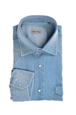 Sartorio Denim Snap Button Cotton Shirt