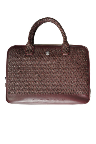 Tardini Woven Full-Grain Calfskin-Alligator Leather Briefcase Bag