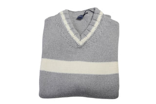 Fedeli Grey V-Neck Sweater