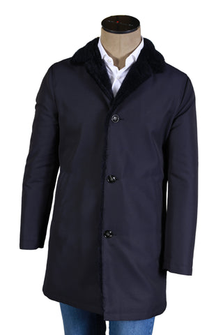 Kiton Navy-Blue Solid Coat