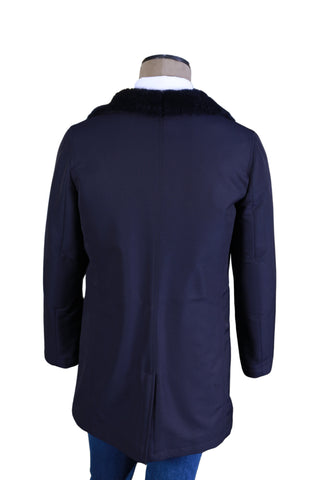 Kiton Navy-Blue Solid Coat