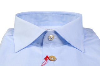Kiton Light-Blue Solid Cotton Shirt