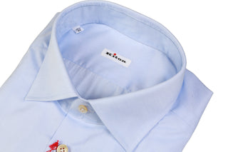 Kiton Light-Blue Solid Cotton Shirt