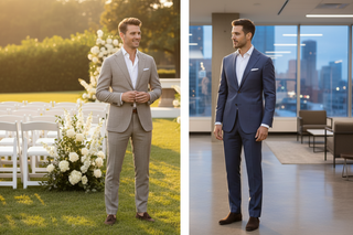 Sartorio Virgin Wool Mohair Suits in wedding and business settings