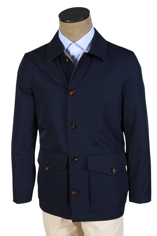 Kired by Kiton Taupe/ Dark-Blue Reversible Jacket