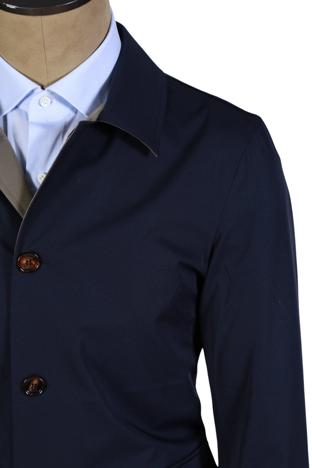 Kired by Kiton Taupe/ Dark-Blue Reversible Jacket