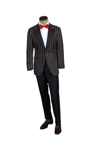 Kiton Midnight-Brown Striped Tuxedo