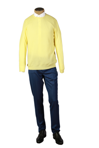 Fedeli Yellow Cashmere Crewneck Sweater