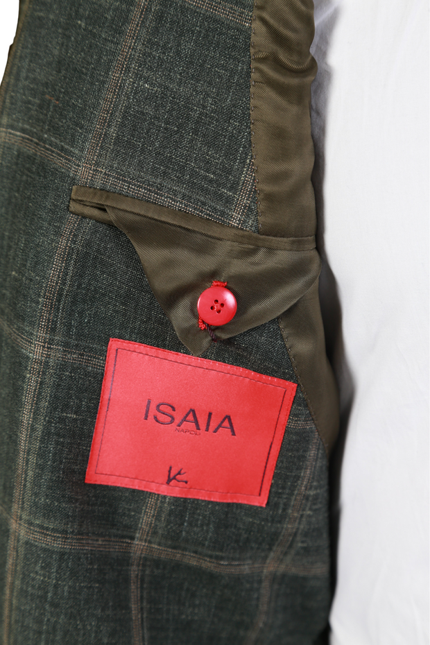 Isaia Black Windowpane Wool Suit