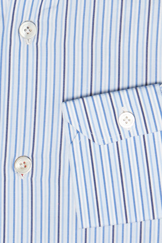 Kiton Light-Blue Striped Cotton Dress Shirt