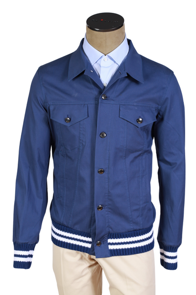 Kired by Kiton Blue Solid Cashmere Jacket