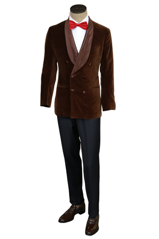 Kiton Brown Solid Cotton Tuxedo Jacket