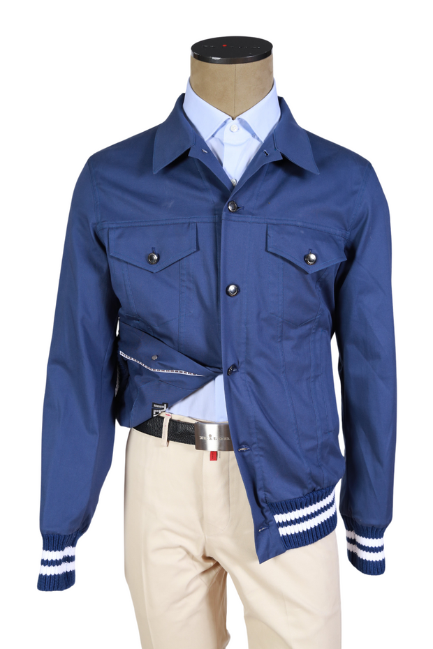 Kired by Kiton Blue Solid Cashmere Jacket