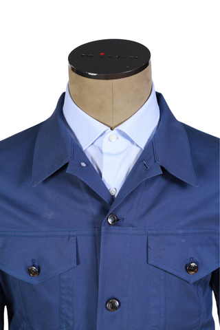 Kired by Kiton Blue Solid Cashmere Overshirt