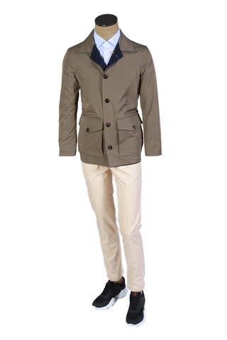 Kired by Kiton Taupe/ Dark-Blue Reversible Jacket