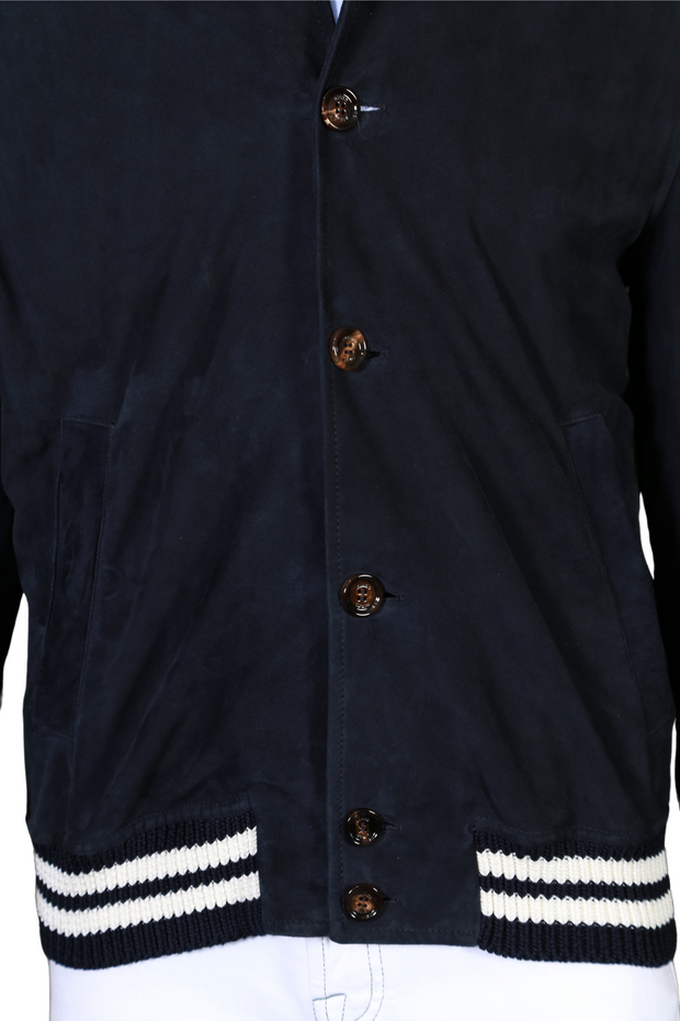 Kired by Kiton Solid Dark Blue Bomber