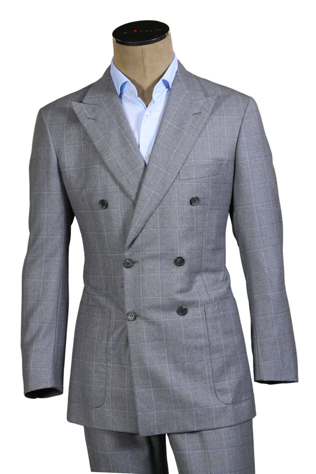 Brioni Gray Windowpane Wool Suit