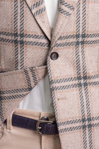 Sartorio Double-Windowpane Virgin Wool-Silk-Linen Sport Jacket