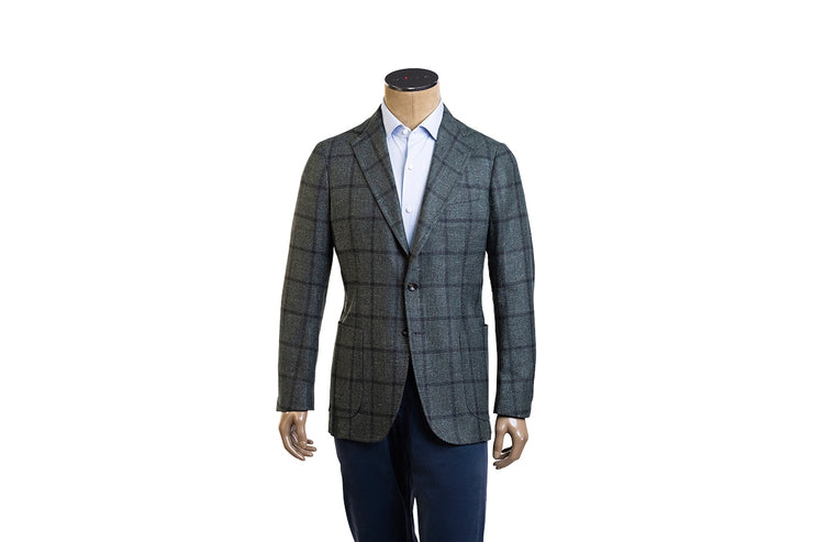 Sartorio Windowpane Virgin Wool-Silk-Linen Sport Jacket