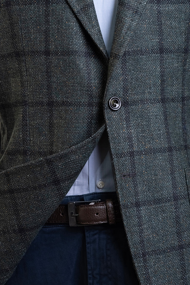 Sartorio Windowpane Virgin Wool-Silk-Linen Sport Jacket