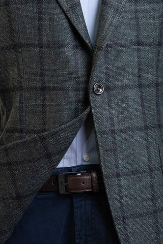 Sartorio Windowpane Virgin Wool-Silk-Linen Sport Jacket