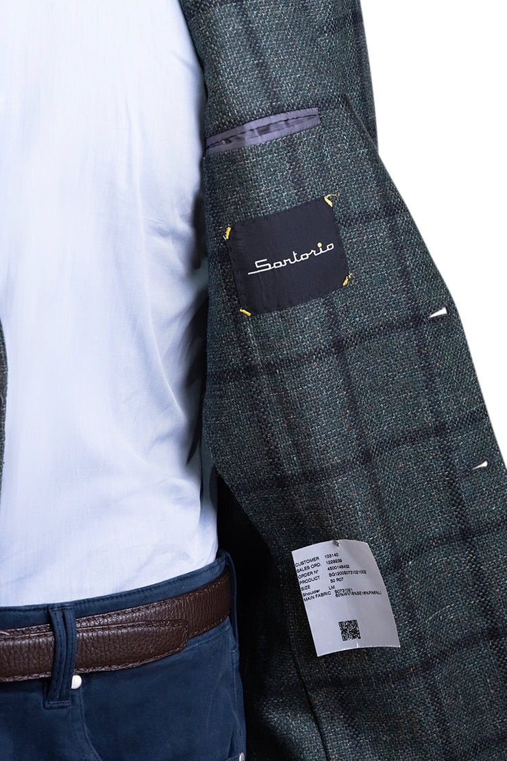 Sartorio Windowpane Virgin Wool-Silk-Linen Sport Jacket