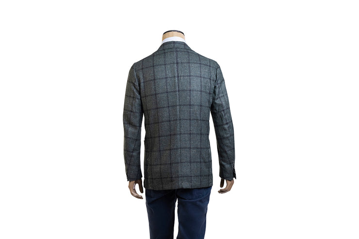 Sartorio Windowpane Virgin Wool-Silk-Linen Sport Jacket