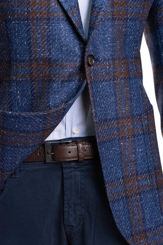Sartorio Double Windowpane Virgin Wool-Silk-Linen Sport Jacket