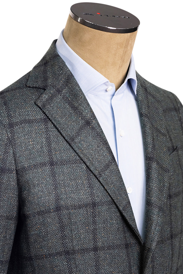 Sartorio Windowpane Virgin Wool-Silk-Linen Sport Jacket
