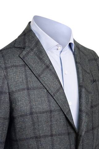 Sartorio Windowpane Virgin Wool-Silk-Linen Sport Jacket