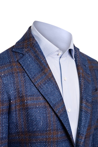Sartorio Double Windowpane Virgin Wool-Silk-Linen Sport Jacket
