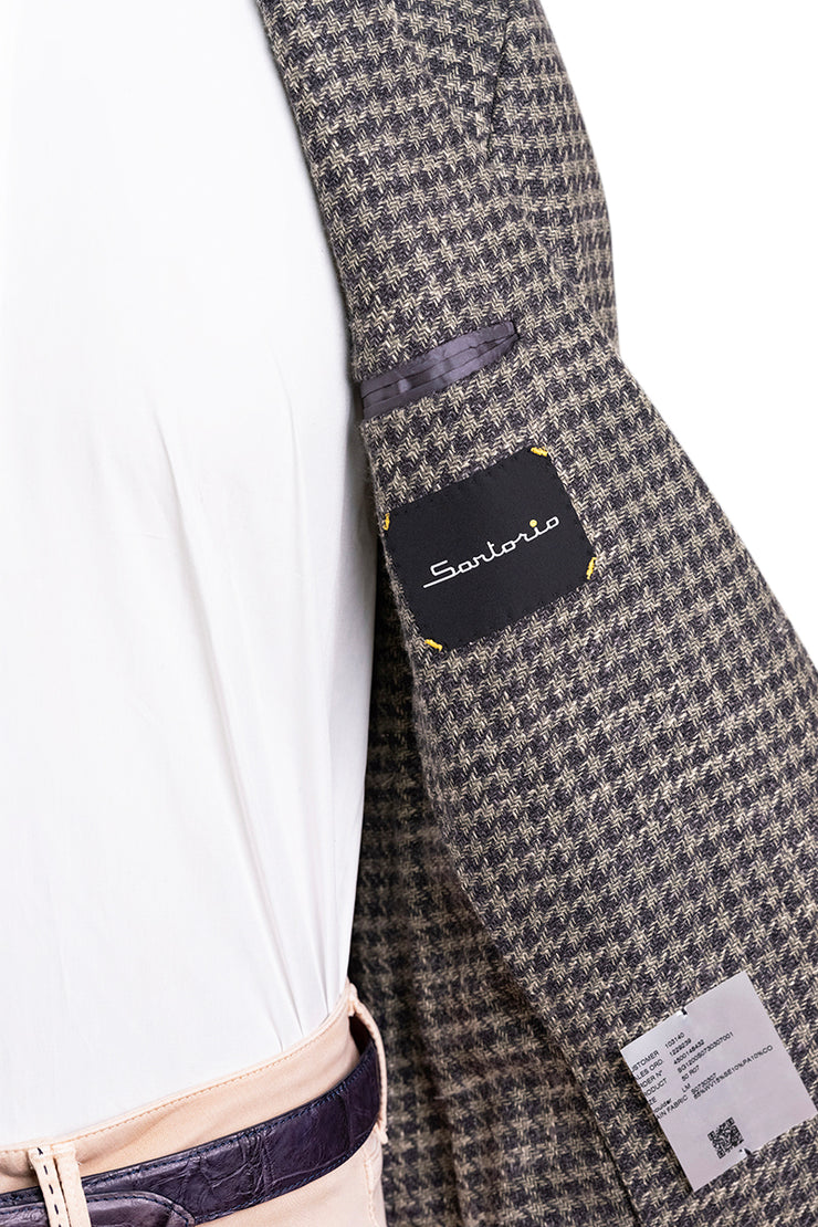 Sartorio Houndstooth Virgin Wool-Silk-Cotton Sport Jacket