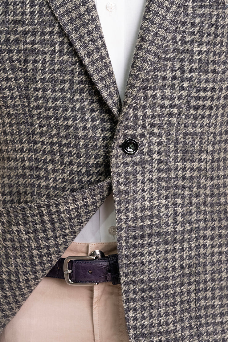 Sartorio Houndstooth Virgin Wool-Silk-Cotton Sport Jacket