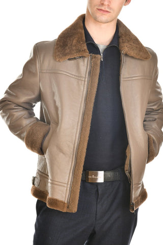 Hettabretz Leather Belted Shearling Overcoat