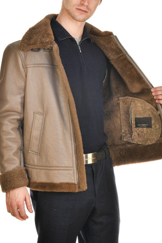 Hettabretz Leather Belted Shearling Overcoat