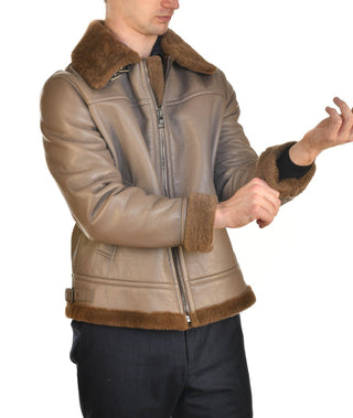 Hettabretz Leather Belted Shearling Overcoat