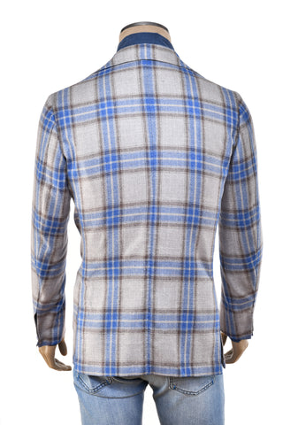 Sartorio Grey/ Blue Plaid Virgin-Wool Sport Jacket