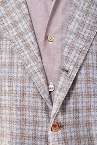 Sartorio Light-Grey/ Tan Checked Cashmere Sport Jacket