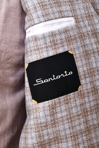 Sartorio Light-Grey/ Tan Checked Cashmere Sport Jacket