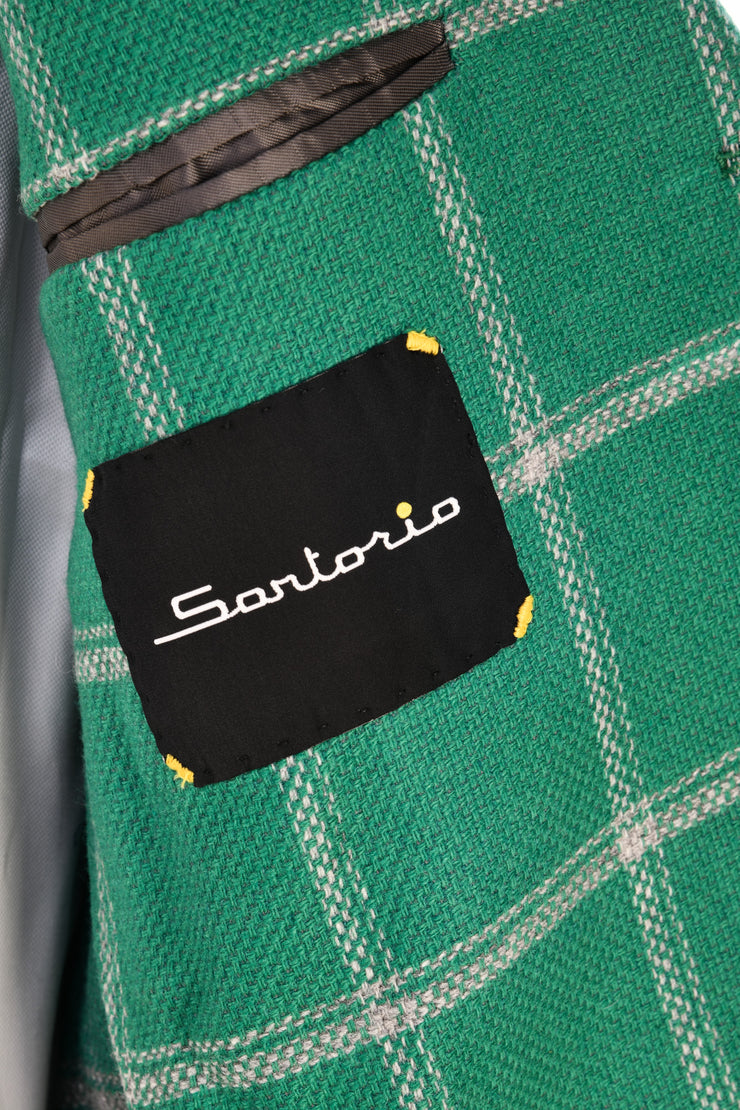 Sartorio Green Plaid Virgin-Wool Sport Jacket