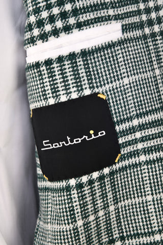 Sartorio Green/ White Glen Check Plaid Wool-Silk Sport Jacket