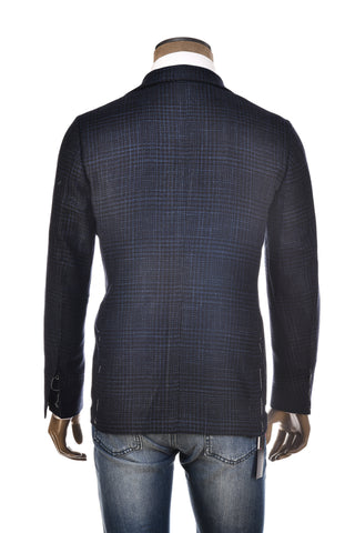 Sartorio Midnight-Blue Patterned Wool-Silk Sport Jacket