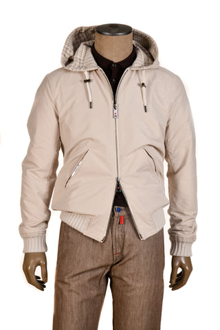 Kired by Kiton Barwa Cream-Tan Prince of Wales/ Tan Reversible Jacket