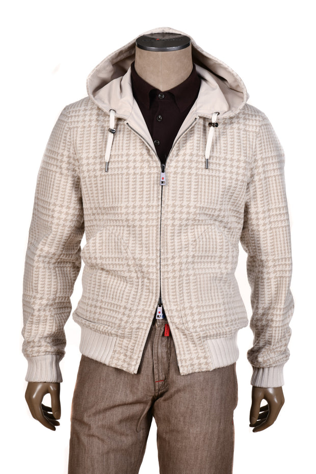 Kired by Kiton Barwa Cream-Tan Prince of Wales/ Tan Reversible Jacket