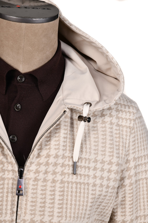 Kired by Kiton Barwa Cream-Tan Prince of Wales/ Tan Reversible Jacket