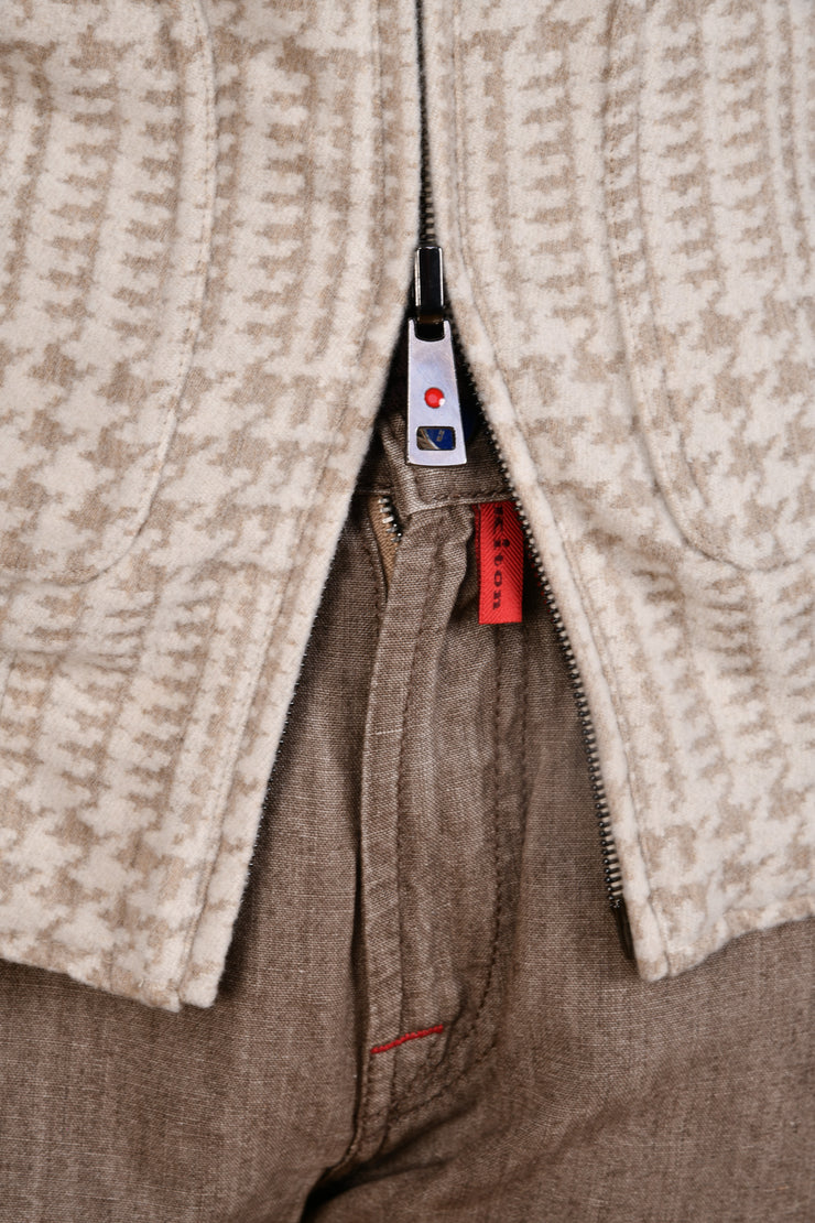 Kired by Kiton Barwa Cream-Tan Prince of Wales/ Tan Reversible Jacket