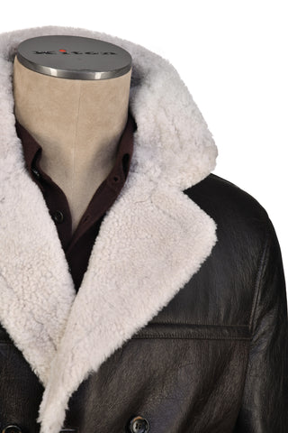 Hettabretz Leather Shearling Double-Breasted Overcoat